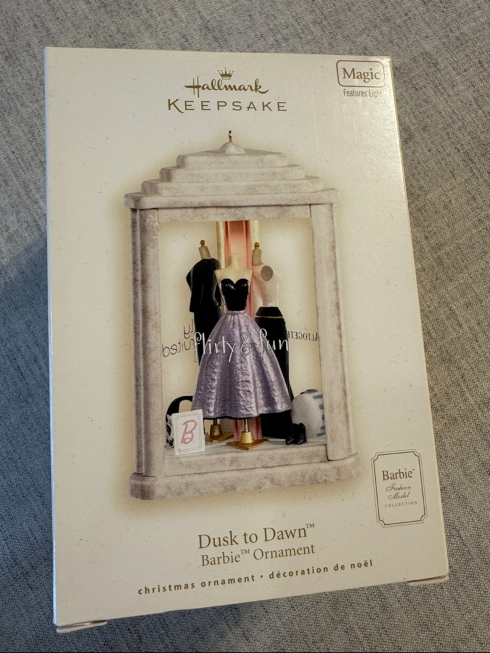 Dusk To Dawn Barbie Hallmark Ornament with box and batteries